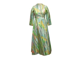 Vintage Green & Multicolor Stavropoulos Printed Evening Coat Size S/M