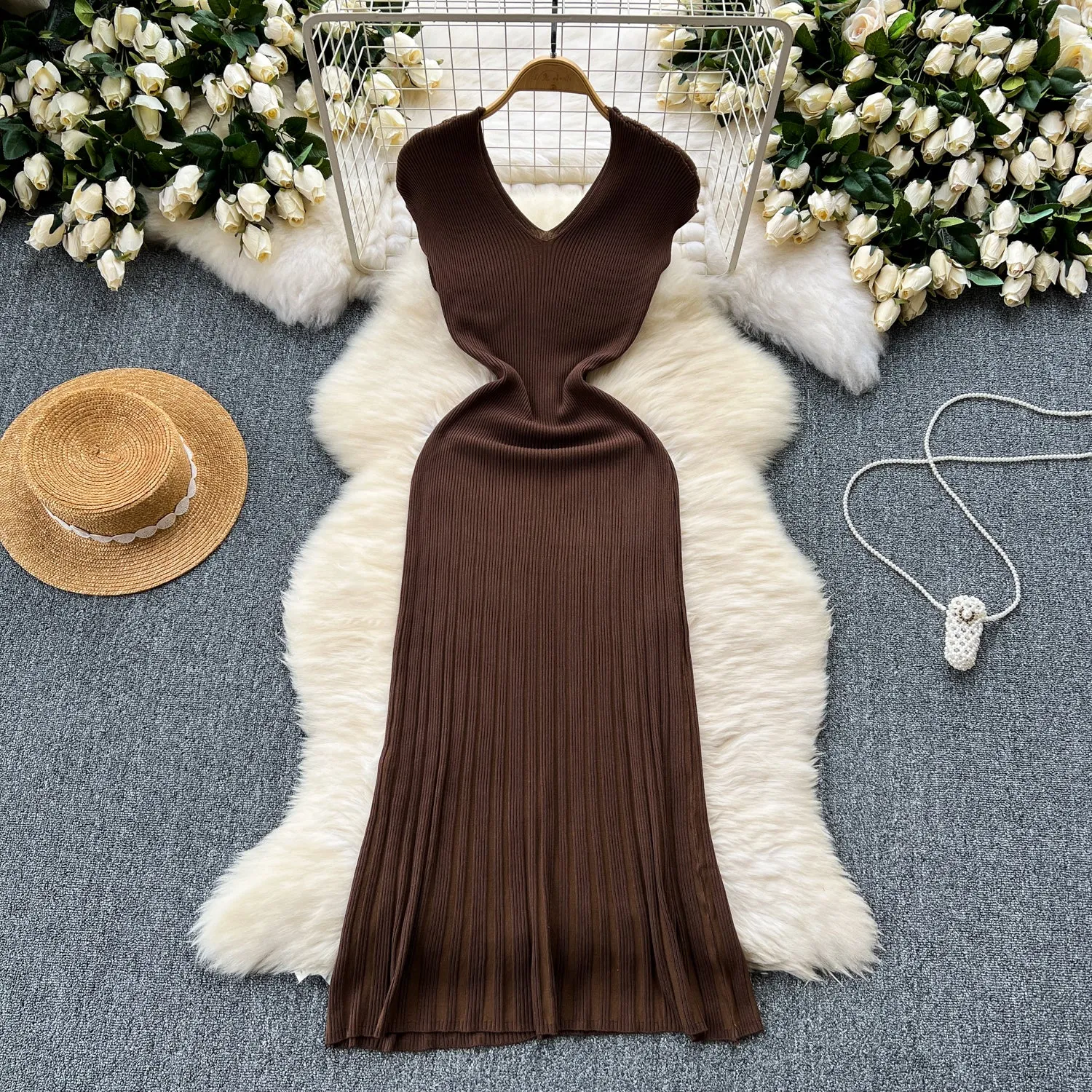 Vintage Slim-fit Fishtail Knitted Dress