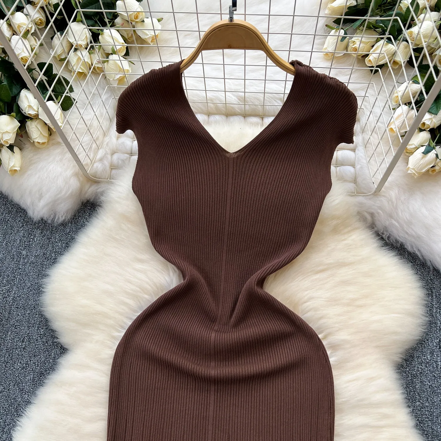 Vintage Slim-fit Fishtail Knitted Dress
