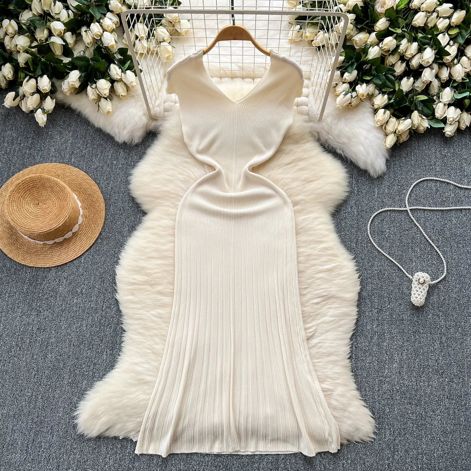 Vintage Slim-fit Fishtail Knitted Dress