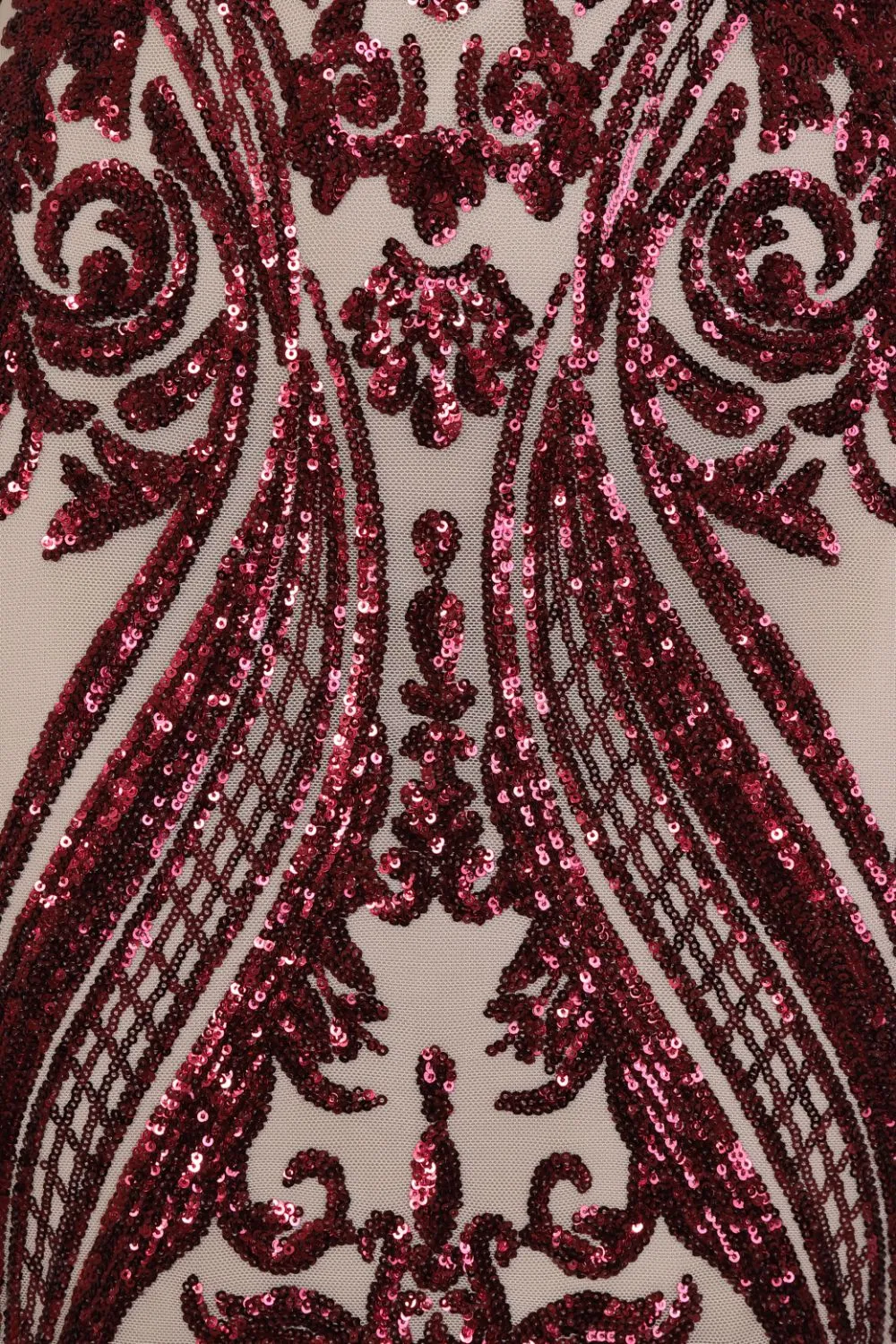Vixen Red Nude Tribal Illusion Sequin Bodycon Dress