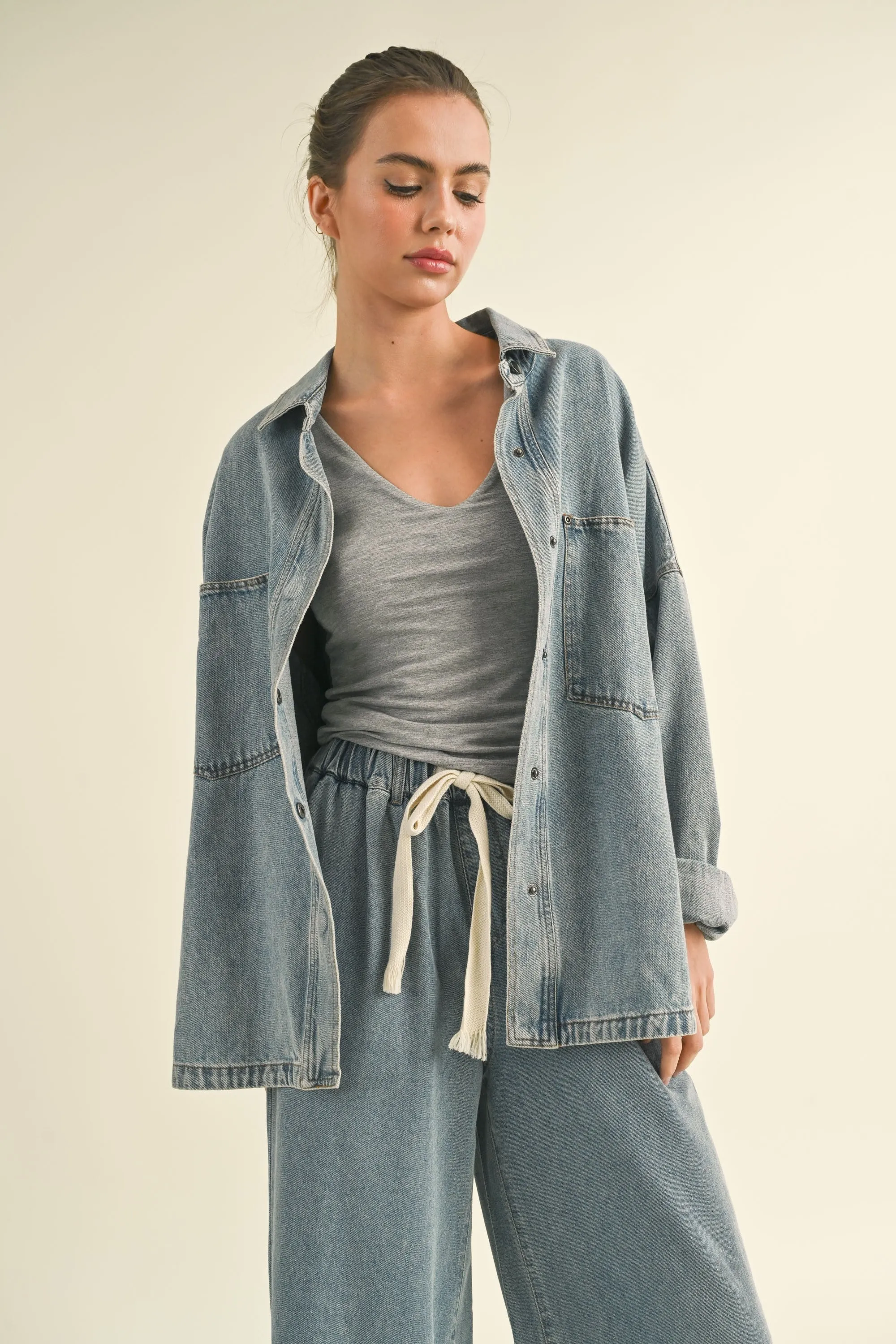 Wash Snap Button Denim Shacket