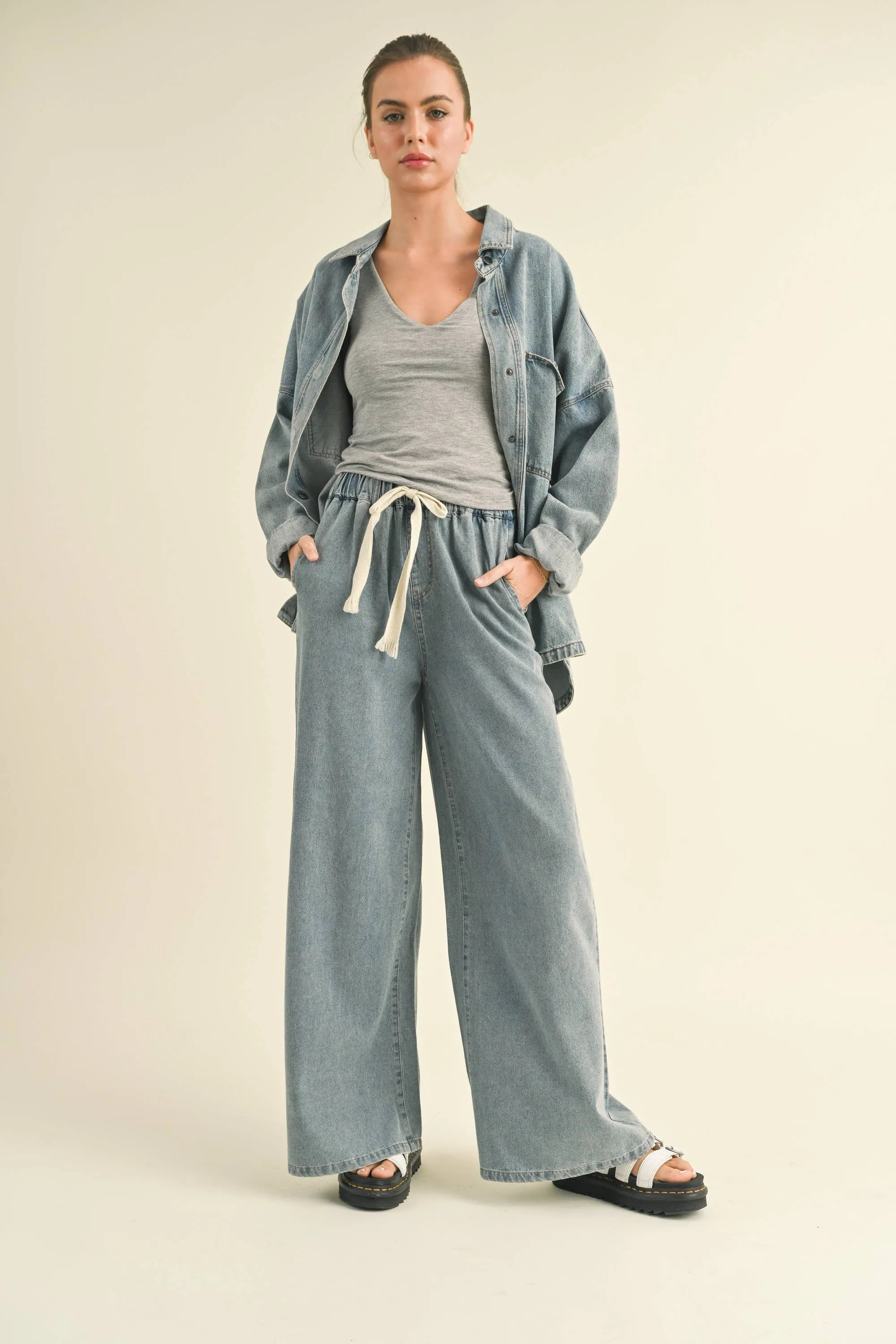 WASHED  BUTTON DENIM SHACKET