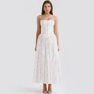 White Bodycon Dress with Floral Pattern