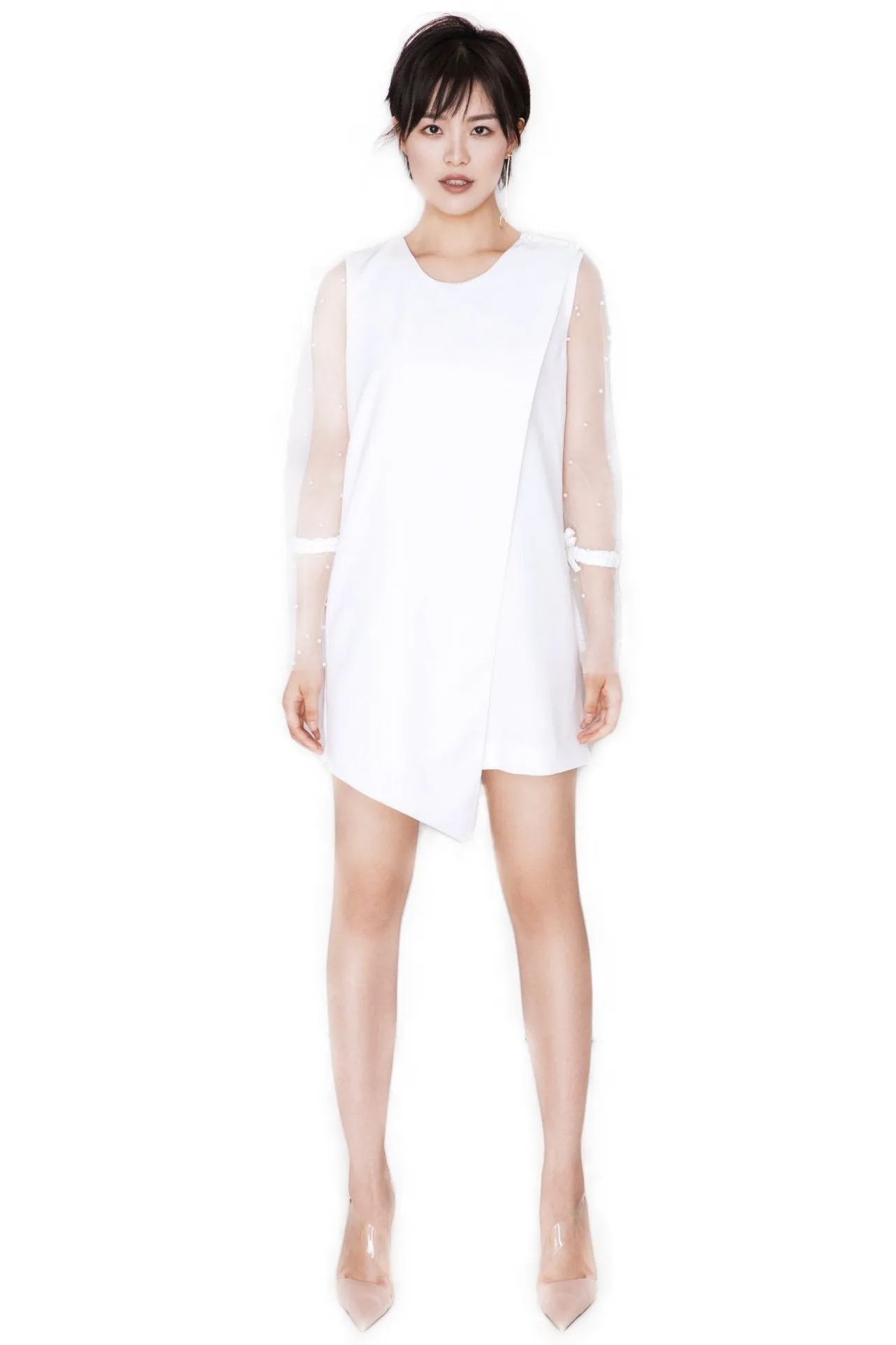 White Pearl-Voile Dress