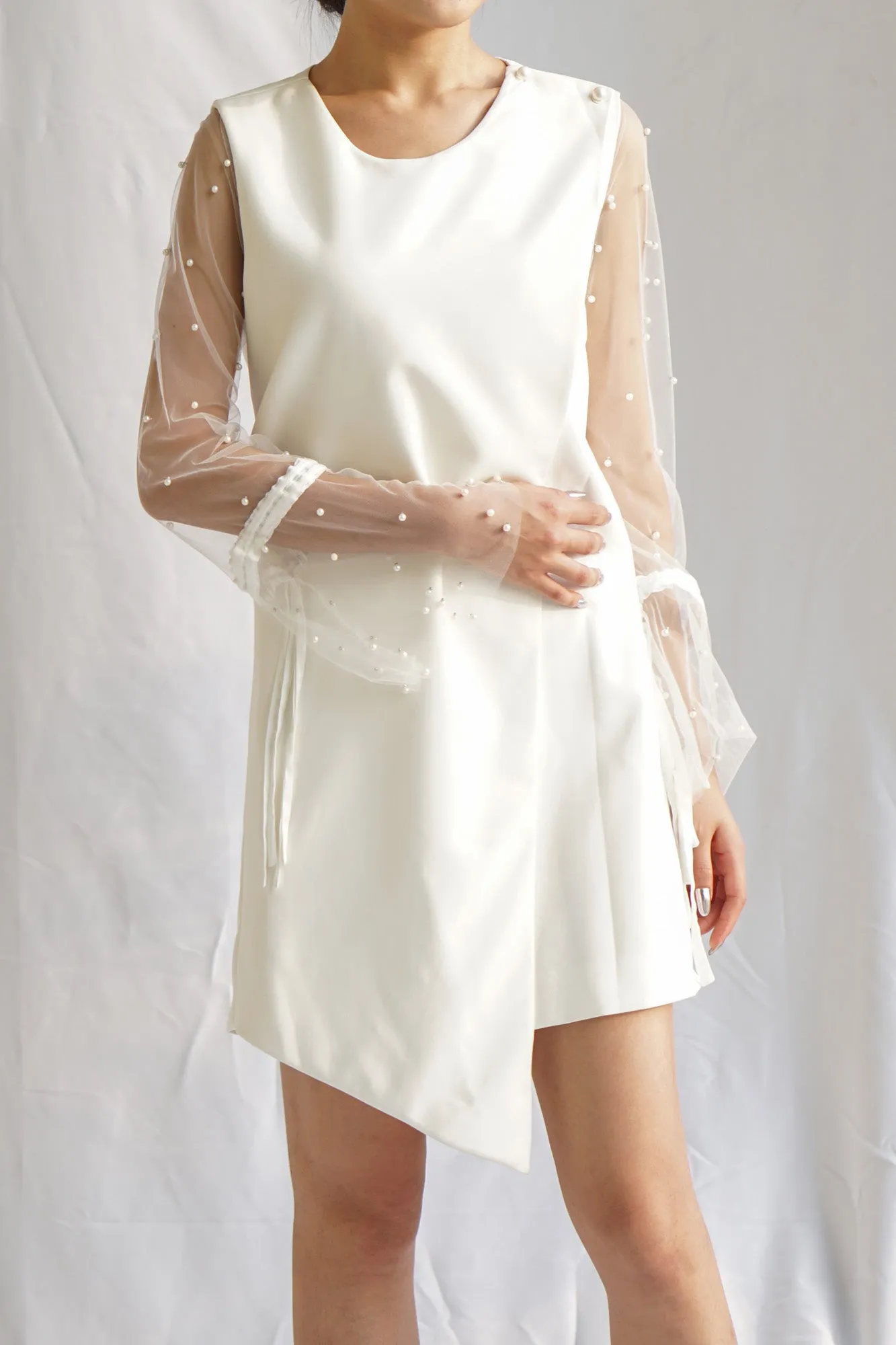 White Pearl-Voile Dress
