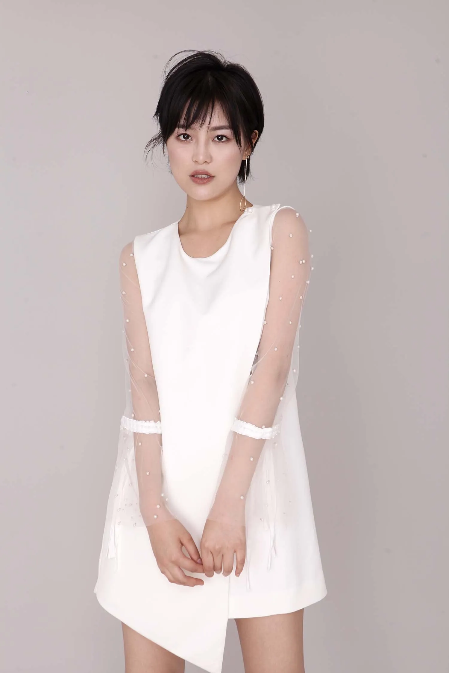 White Pearl-Voile Dress