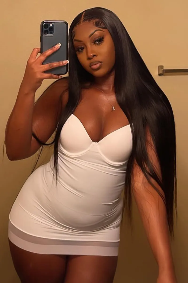 White Sheer Hem Tight Spaghetti Strap Mini Dress
