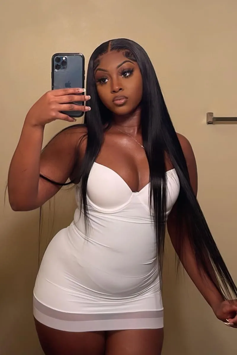 White Sheer Hem Tight Spaghetti Strap Mini Dress
