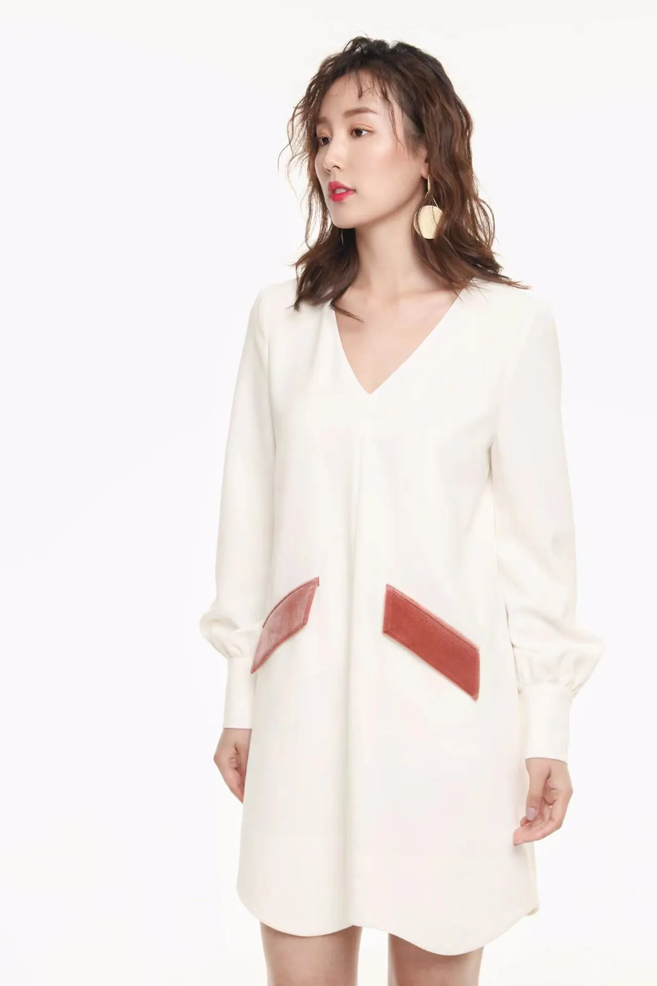 White Stitching Pink Dress