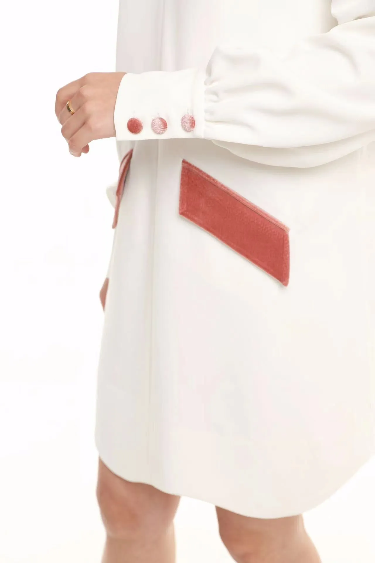 White Stitching Pink Dress