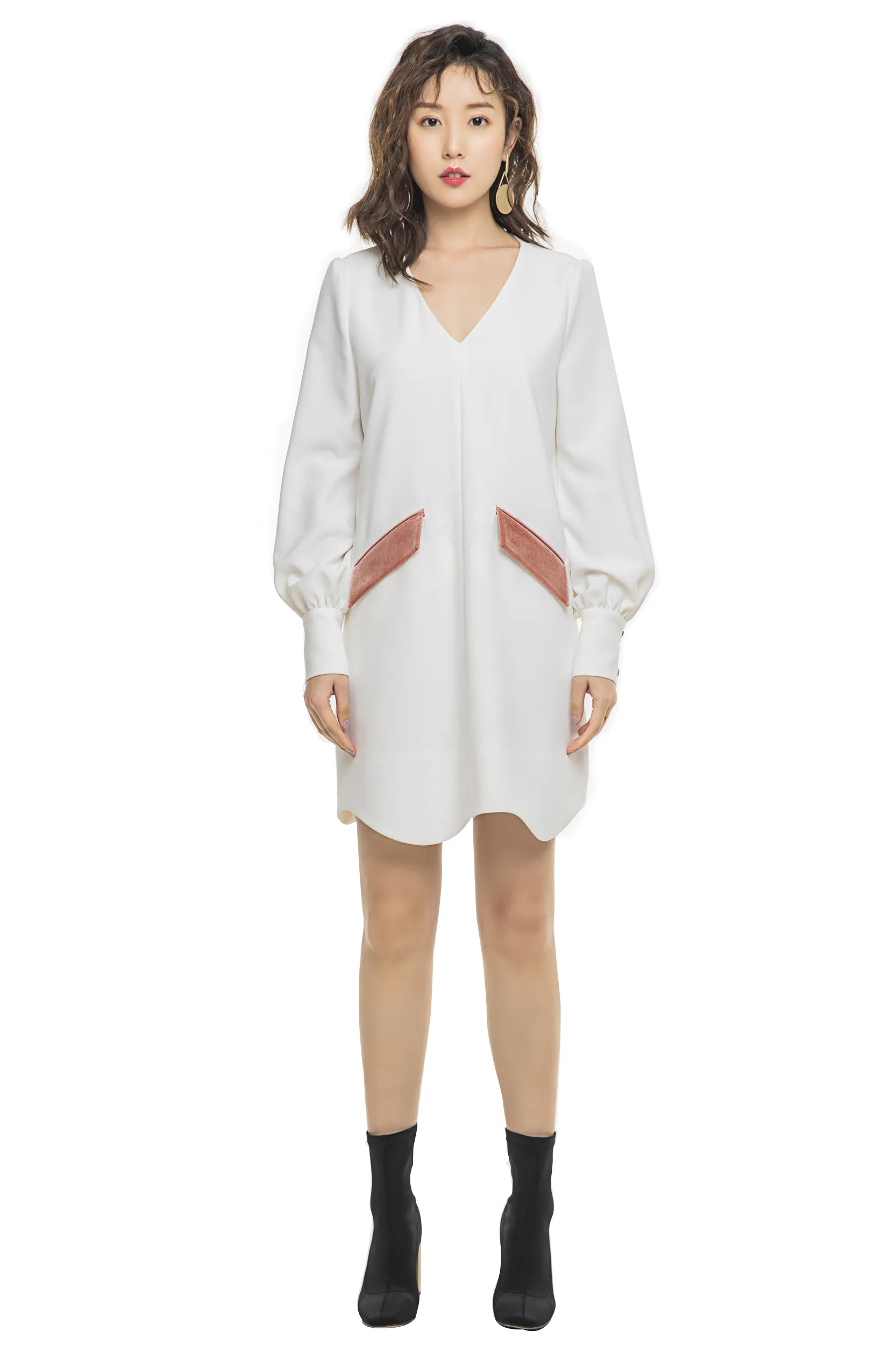 White Stitching Pink Dress