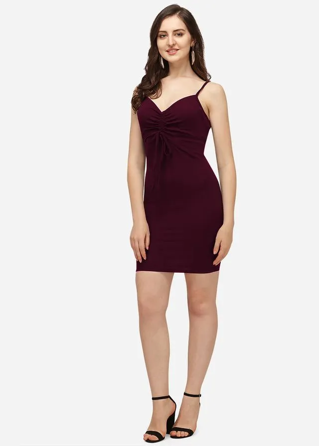 Wine Elegance Bodycon Dress