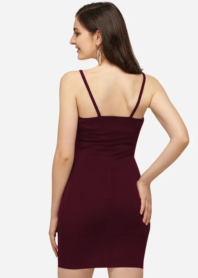 Wine Elegance Bodycon Dress