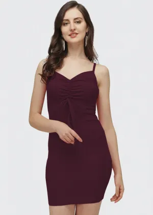 Wine Elegance Bodycon Dress