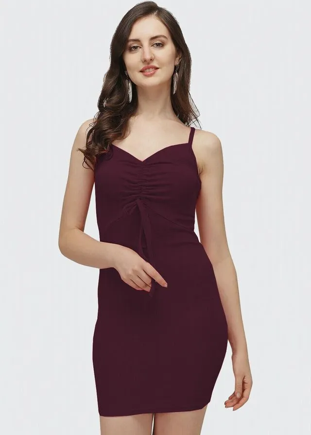 Wine Elegance Bodycon Dress