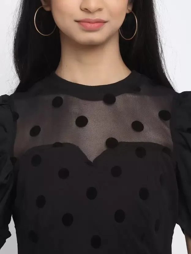 Women Black Printed Midi Length Dress