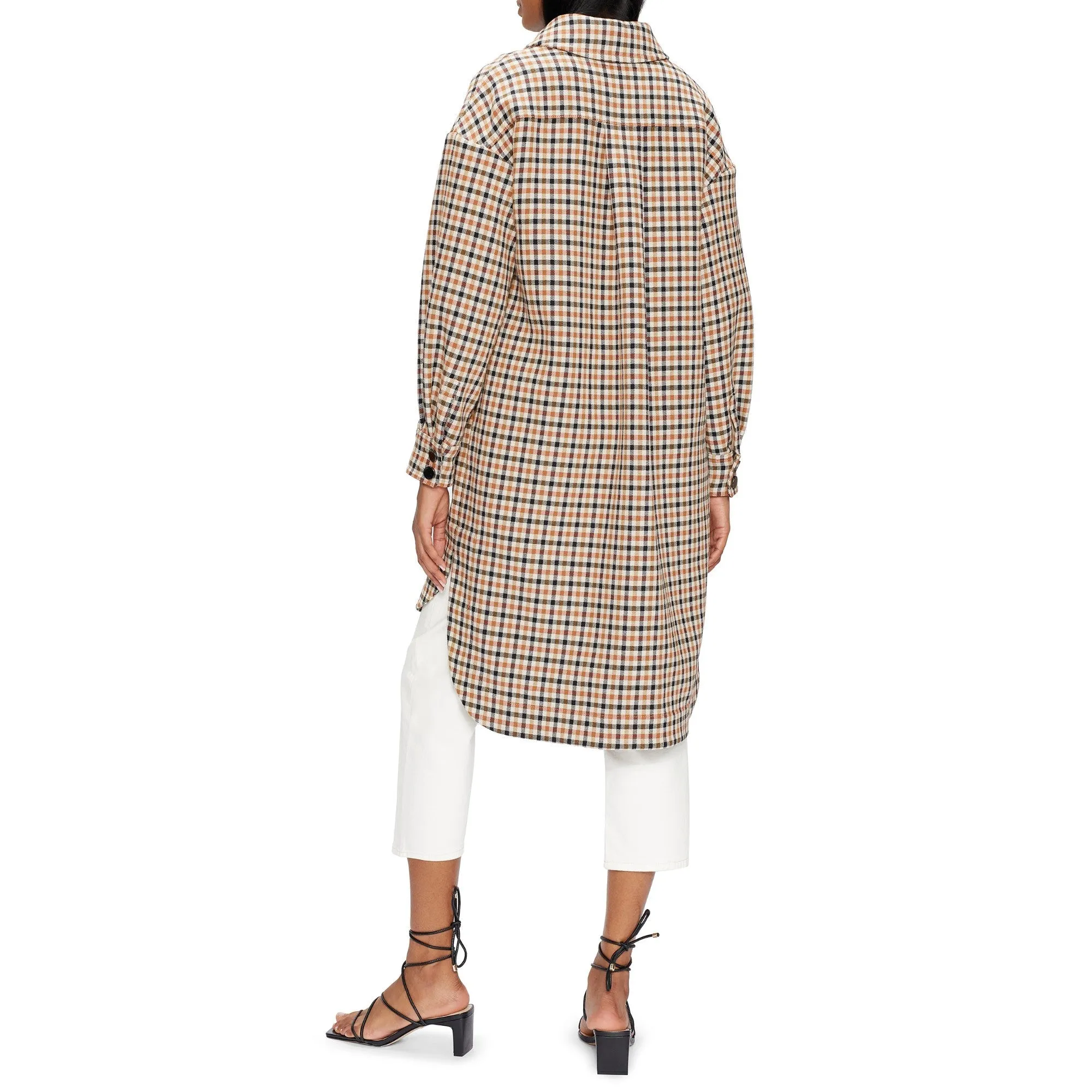 Women Wmo-Afya-Long Oversized Check Shacket - Lt-Brown