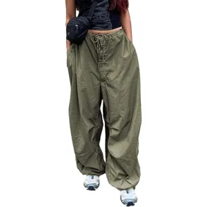 Women's Baggy Cargo Pants Wide Leg Hip Hop Casual Relaxed Fit Sweatpants Hipster Parachute Cargo Pants Y2K