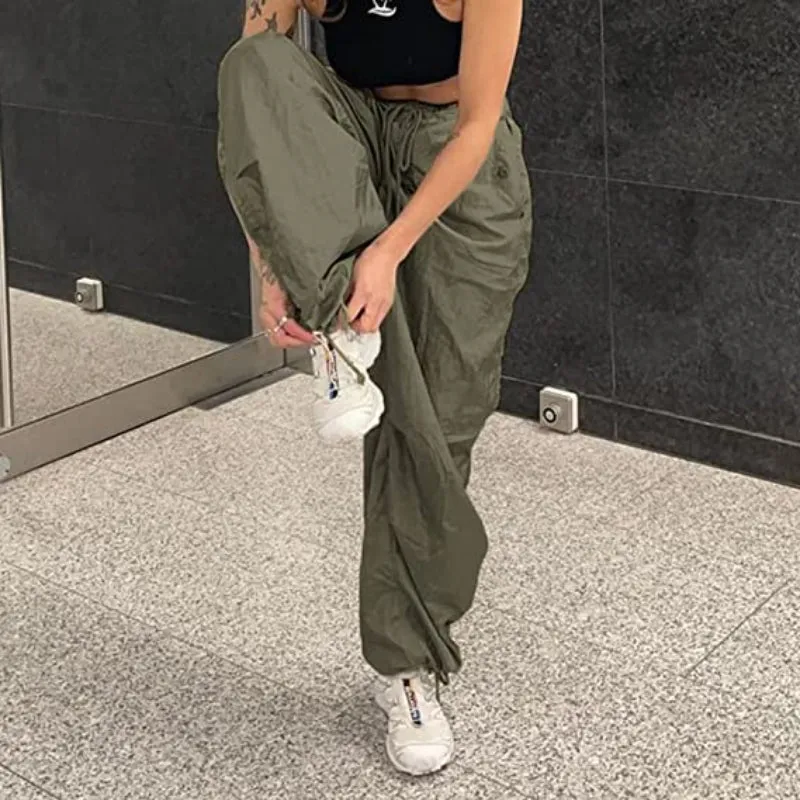 Women's Baggy Cargo Pants Wide Leg Hip Hop Casual Relaxed Fit Sweatpants Hipster Parachute Cargo Pants Y2K