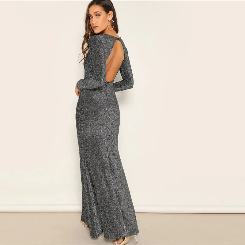 Women's Spring Long Backless Skinny Sheath Dress