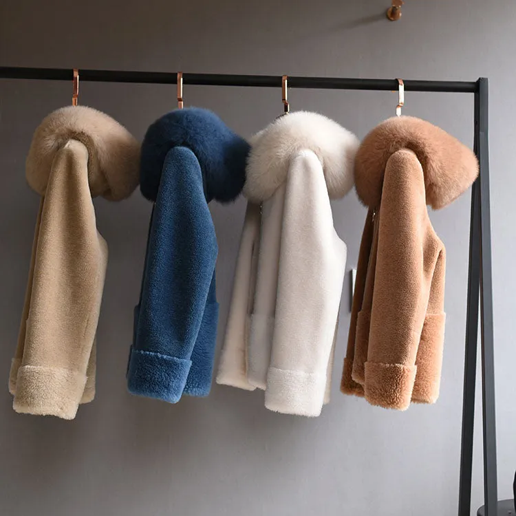 Women's Winter Casual Wool Thick Coat With Fox Fur