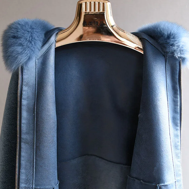 Women's Winter Casual Wool Thick Coat With Fox Fur