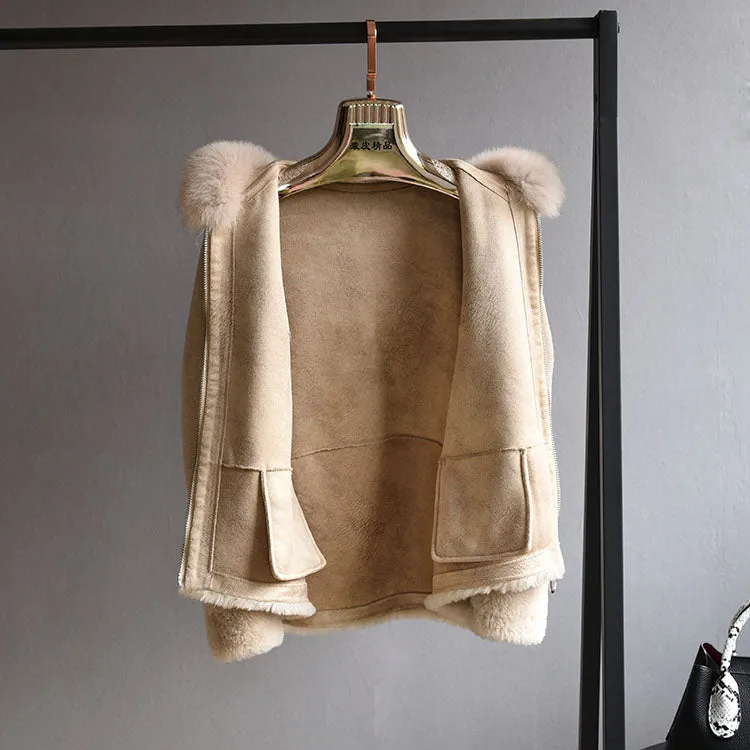 Women's Winter Casual Wool Thick Coat With Fox Fur