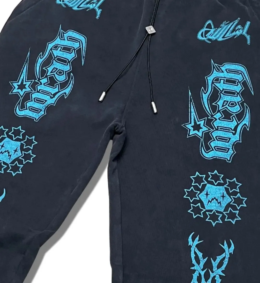 Wrathboy Gods Will Straight/Zipper Stacked Sweatpants Set (Black)