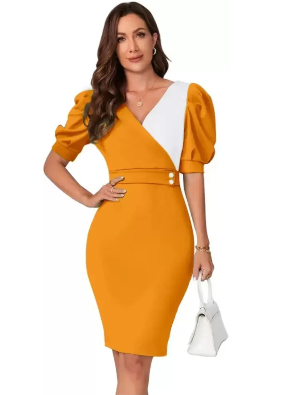 Yellow Solid Bodycon Dress