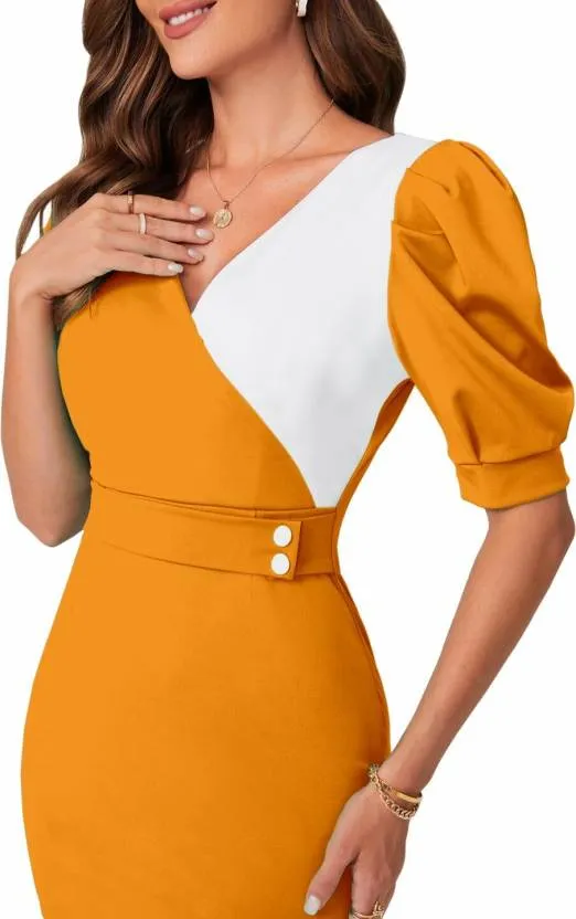 Yellow Solid Bodycon Dress