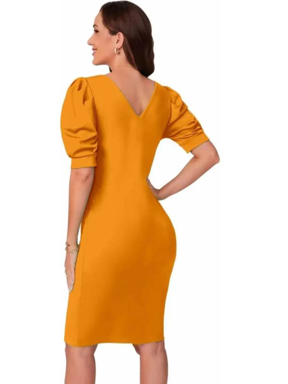 Yellow Solid Bodycon Dress
