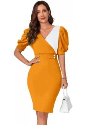 Yellow Solid Bodycon Dress